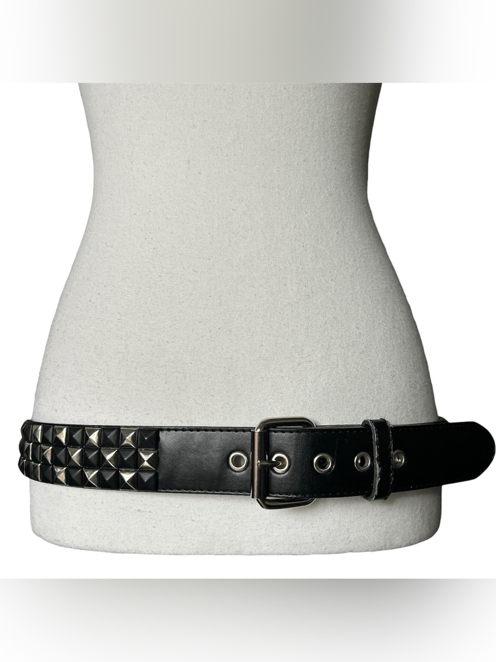 Y2K Emo Black and Silver Studded Leather Belt